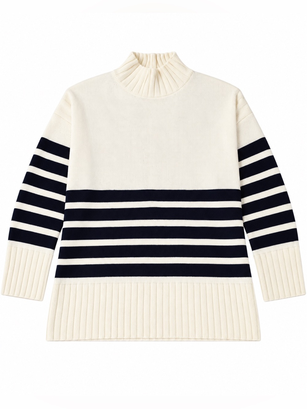 Commense Ivory Black Striped Turtleneck Sweater XS Nwot